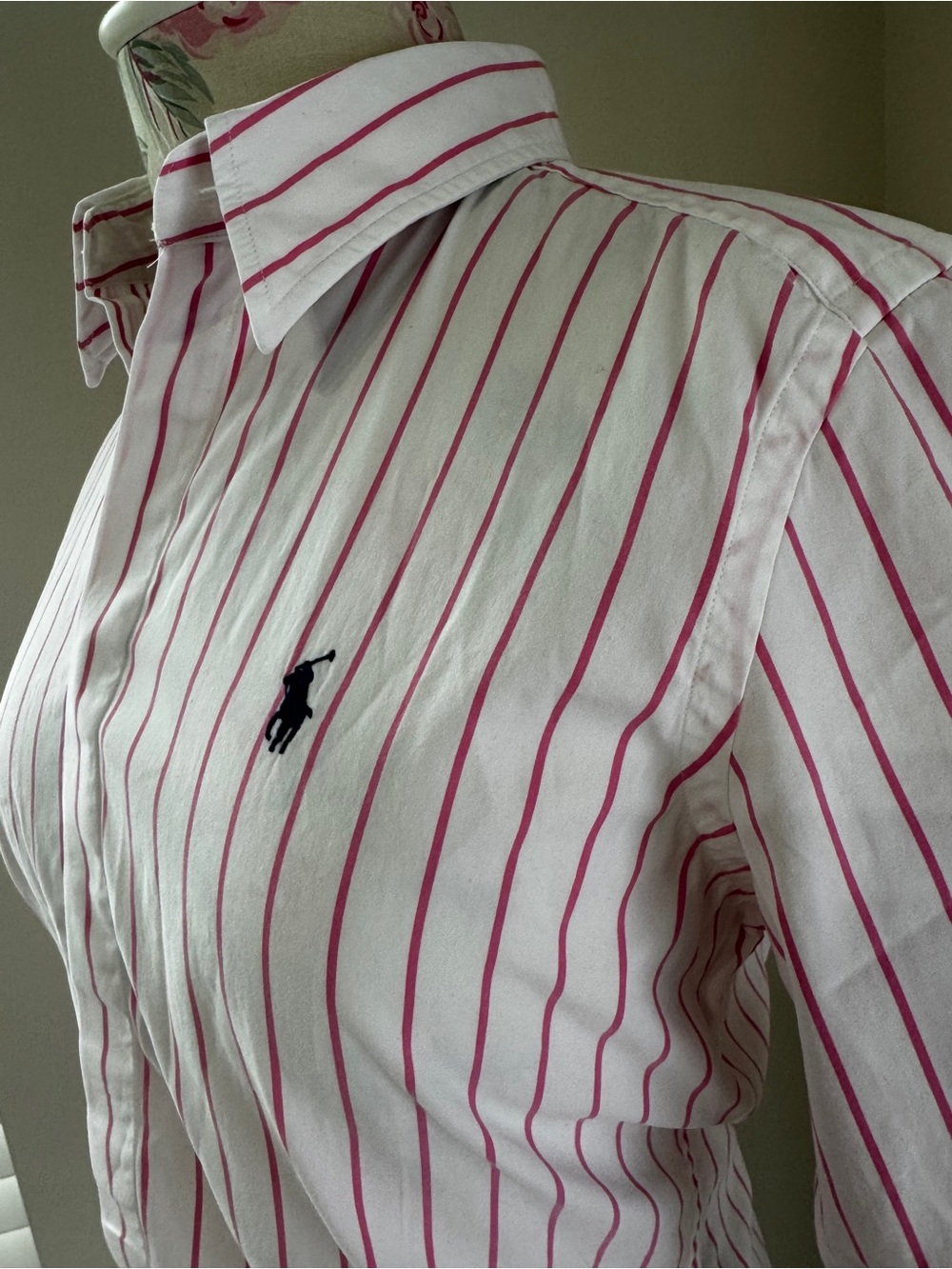 Ralph Lauren White Shirt with Pink Stripes - Picture 3 of 16